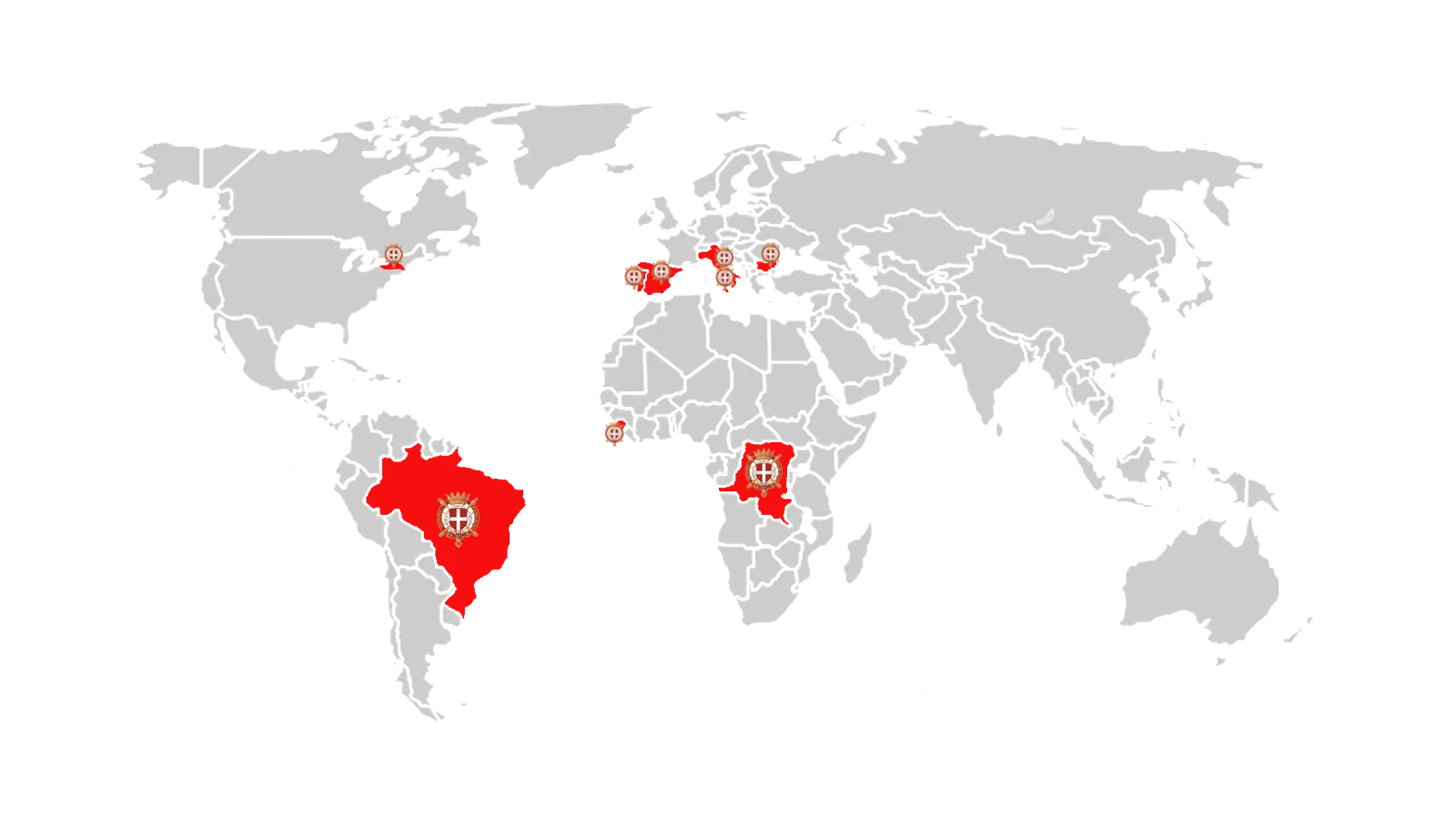 Mapa de presença internacional da Ordem